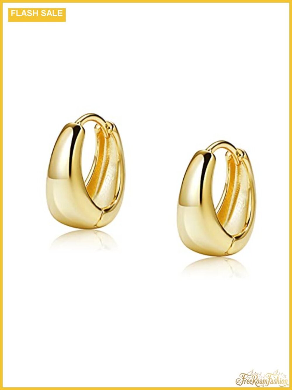 14K Gold Plated Huggie Hoop Earrings Cubic Zirconia Hypoallergenic Women